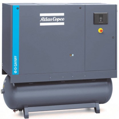 Sprężarka śrubowa ATLAS COPCO GA26 FF 26kW 7,5/8,5/10/13 BAR ze zbiornikiem 500l i osuszaczem