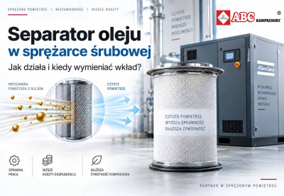 Separator oleju w sprężarce śrubowej - jak działa i kiedy wymieniać wkład.